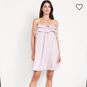 NWT Old Navy Ruffle-Trim Satin Mini Dress in Lilac Mist